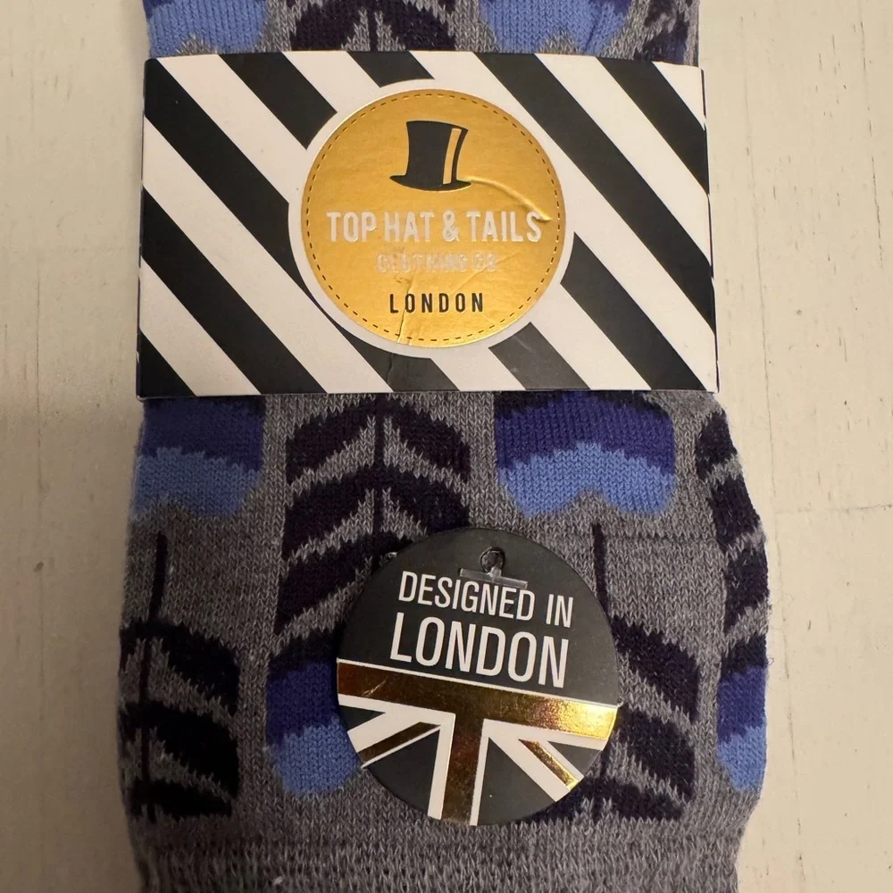Top Hat & Tails Clothing Co London mens 3‎ pack crew socks shoe size 8-12